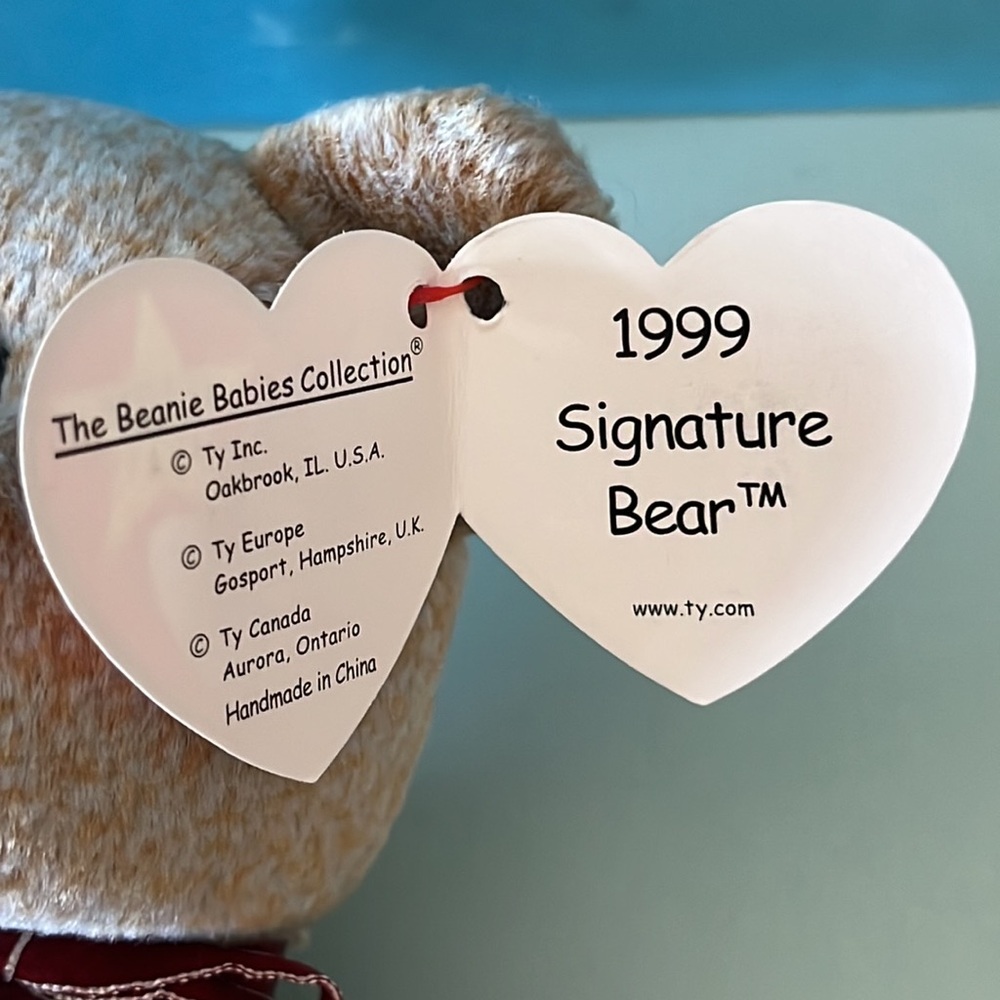 TY Brown 1999 Signature Bear Plush Toy with Tags - Picture 2 of 9